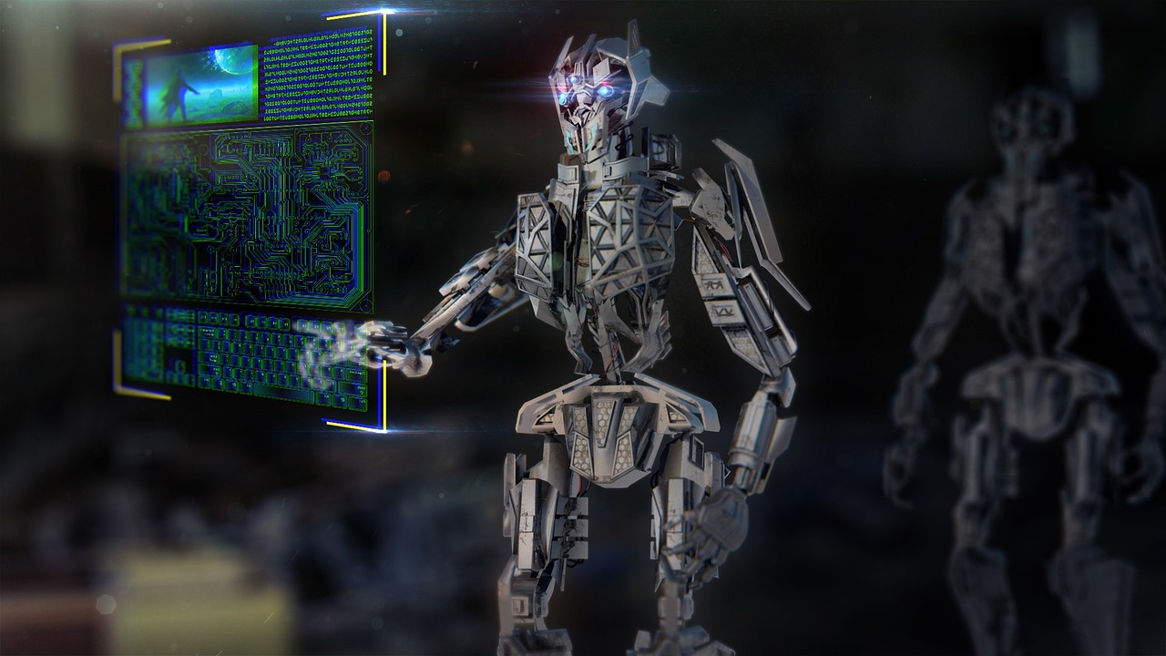 Futuristic robot using holographic screen